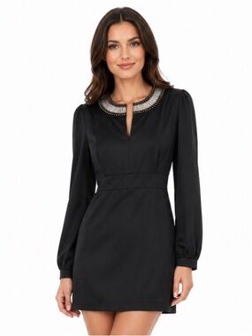 Tory Burch Embellished Black Tunic Mini Dress – Size 12 – NWT